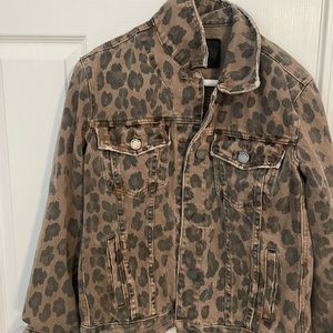 Blank denim cheetah jean jacket
